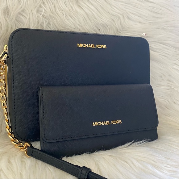 Michael Kors Jet Set Large Saffiano Leather Crossbody bag & wallet - Picture 3 of 16